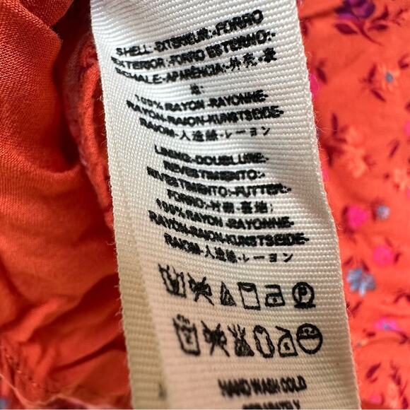 Free People Orange Floral Long Sleeve Cropped Top Medium - Picture 6 of 6